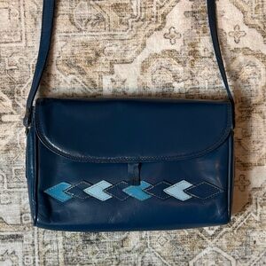 Stylish Blue Leather Crossbody Bag